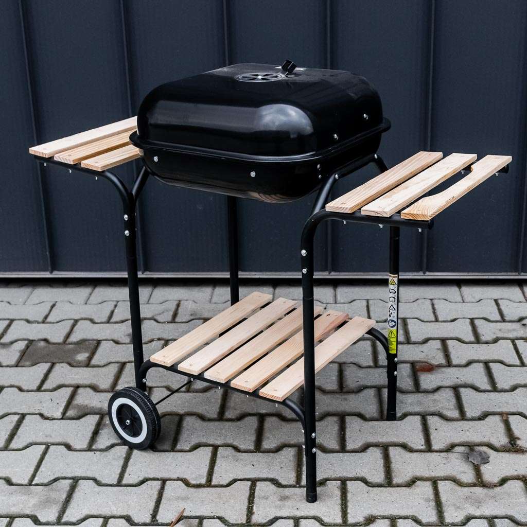 grill węglowy, grill ogrodowy z dwiema półkami