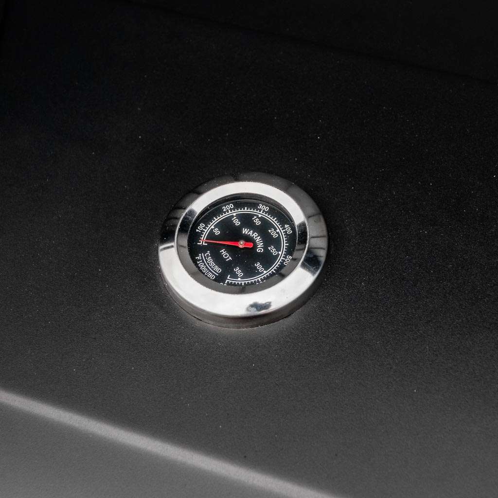 grill, grill ogrodowy, grill z termometrem, grill chromowany ruszt, grill z pokrywą i półką boczną