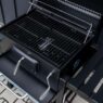 grill, grill ogrodowy, grill z termometrem, grill chromowany ruszt, grill z pokrywą i półką boczną