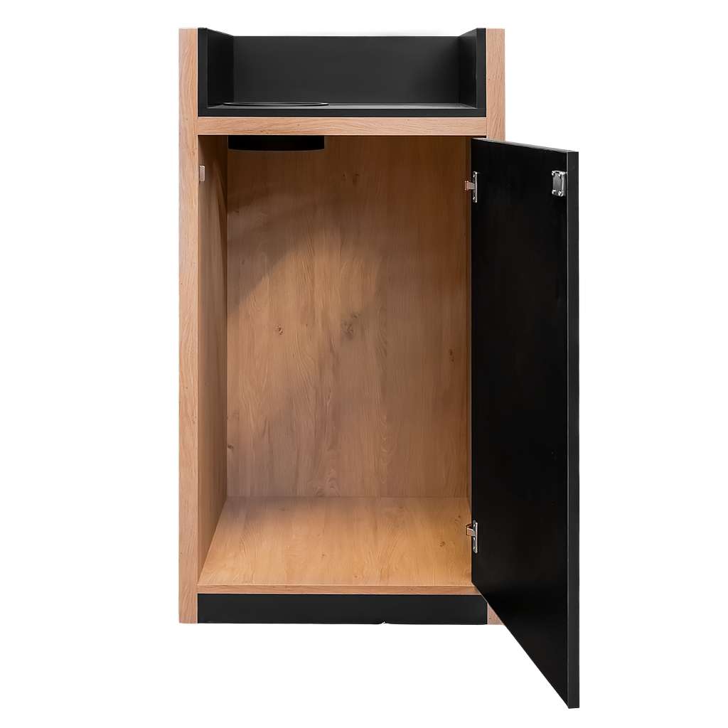 kosz na śmieci gastronomiczny, kosz ze stojakiem na tace, kosz z wrzutką górną, kosz do restauracji, kosz do fast foodu, kosz do galerii handlowej, kosz z zamykaną szafką