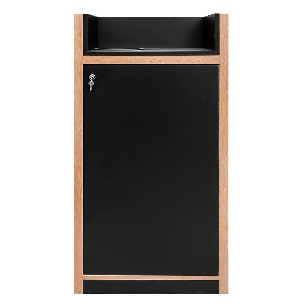 kosz na śmieci gastronomiczny, kosz ze stojakiem na tace, kosz z wrzutką górną, kosz do restauracji, kosz do fast foodu, kosz do galerii handlowej, kosz z zamykaną szafką