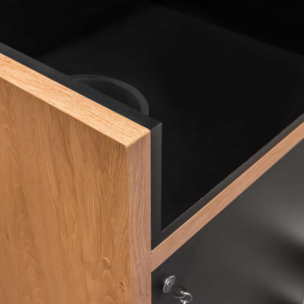 kosz na śmieci gastronomiczny, kosz ze stojakiem na tace, kosz z wrzutką górną, kosz do restauracji, kosz do fast foodu, kosz do galerii handlowej, kosz z zamykaną szafką