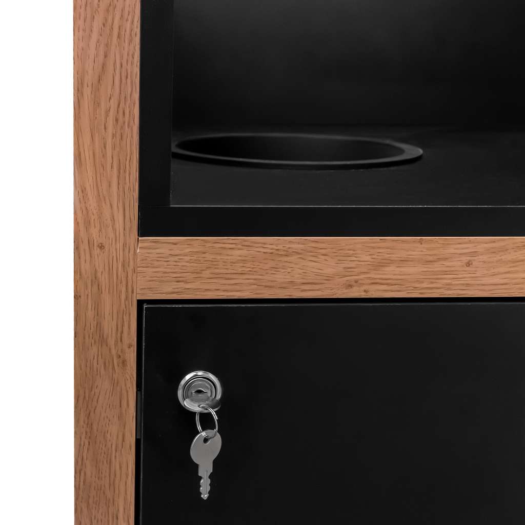 kosz na śmieci gastronomiczny, kosz ze stojakiem na tace, kosz z wrzutką górną, kosz do restauracji, kosz do fast foodu, kosz do galerii handlowej, kosz z zamykaną szafką