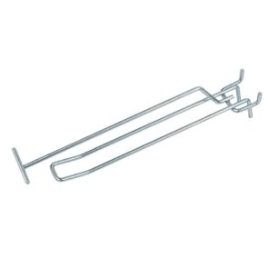 Zdjęcie produktu: Podwójna zawieszka haczyk na tył EURO perforowany Mega-M L-20 cm ⌀4 mm z wysięgnikiem na cenówkę ocynk
