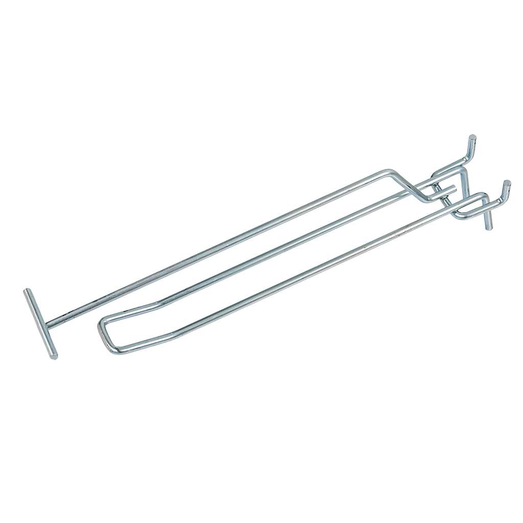 Podwójna zawieszka haczyk na tył EURO perforowany L-20 cm ⌀4 mm z wysięgnikiem na cenówkę ocynk