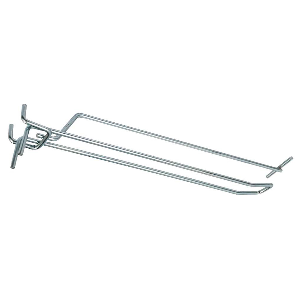 Podwójna zawieszka haczyk na tył EURO perforowany L-25 cm ⌀4 mm z wysięgnikiem na cenówkę ocynk