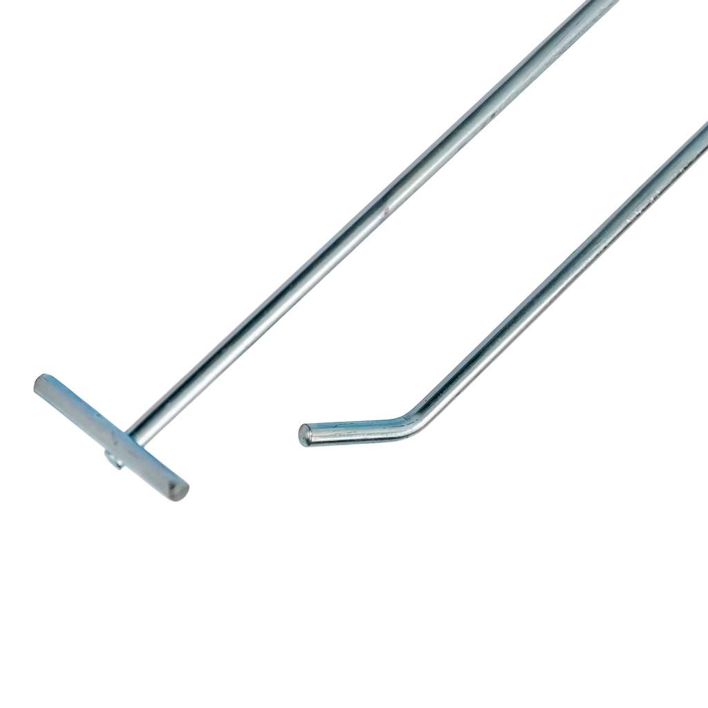 Pojedyncza zawieszka haczyk na tył EURO perforowany L-25 cm ⌀4 mm z wysięgnikiem na cenówkę ocynk