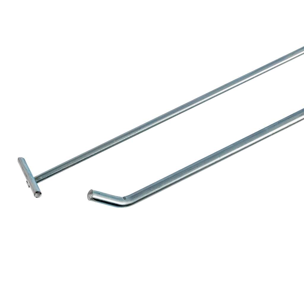 Pojedyncza zawieszka haczyk na tył EURO perforowany Mega-M L-30 cm fi 6mm z wysięgnikiem na cenówkę ocynk