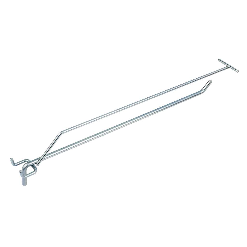 Pojedyncza zawieszka haczyk na tył EURO perforowany Mega-M L-30 cm fi 6mm z wysięgnikiem na cenówkę ocynk