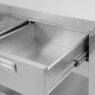 stół gastronomiczny nierdzewny z szufladami, stół roboczy do kuchni, stół przyścienny z półką, meble ze stali nierdzewnej, stół gastronomiczny z rantem, stół ze stali nierdzewnej