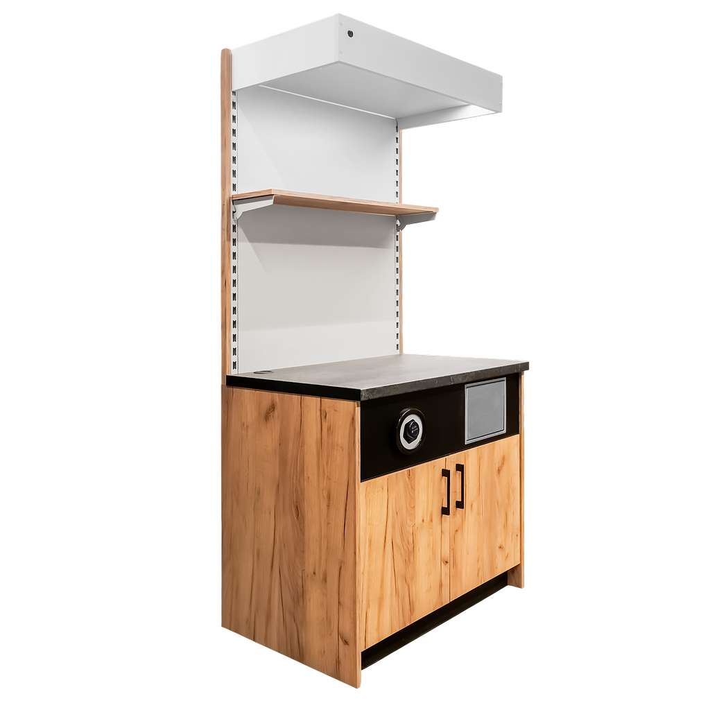 szafka pod ekspres do kawy, stacja kawowa, mebel do kawiarni, szafka gastronomiczna, szafka z oświetleniem LED, wyposażenie kawowe