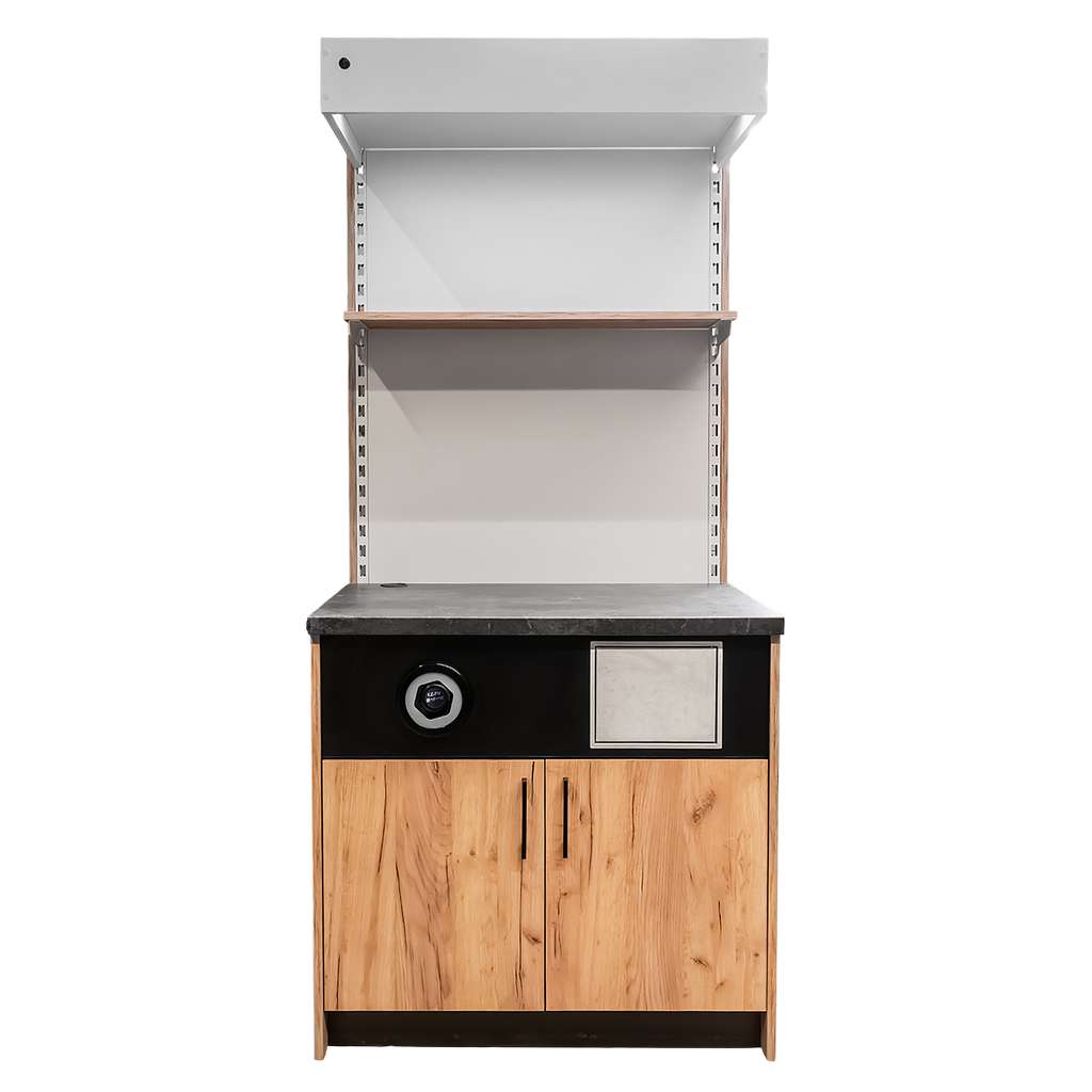 szafka pod ekspres do kawy, stacja kawowa, mebel do kawiarni, szafka gastronomiczna, szafka z oświetleniem LED, wyposażenie kawowe