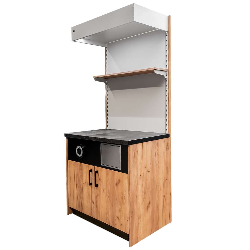 szafka pod ekspres do kawy, stacja kawowa, mebel do kawiarni, szafka gastronomiczna, szafka z oświetleniem LED, wyposażenie kawowe