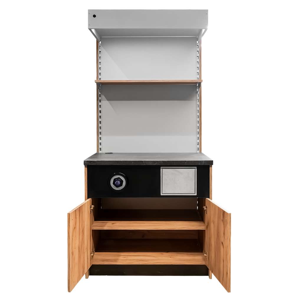 szafka pod ekspres do kawy, stacja kawowa, mebel do kawiarni, szafka gastronomiczna, szafka z oświetleniem LED, wyposażenie kawowe