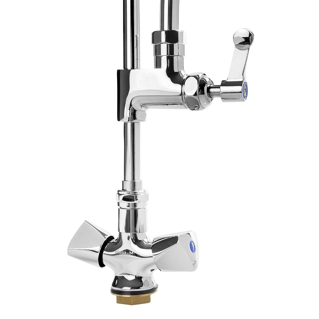 bateria gastronomiczna, bateria z prysznicem, bateria do zmywalni, wyposażenie gastronomii, bateria do kuchni profesjonalnej, bateria mosiężna, armatura kuchenna