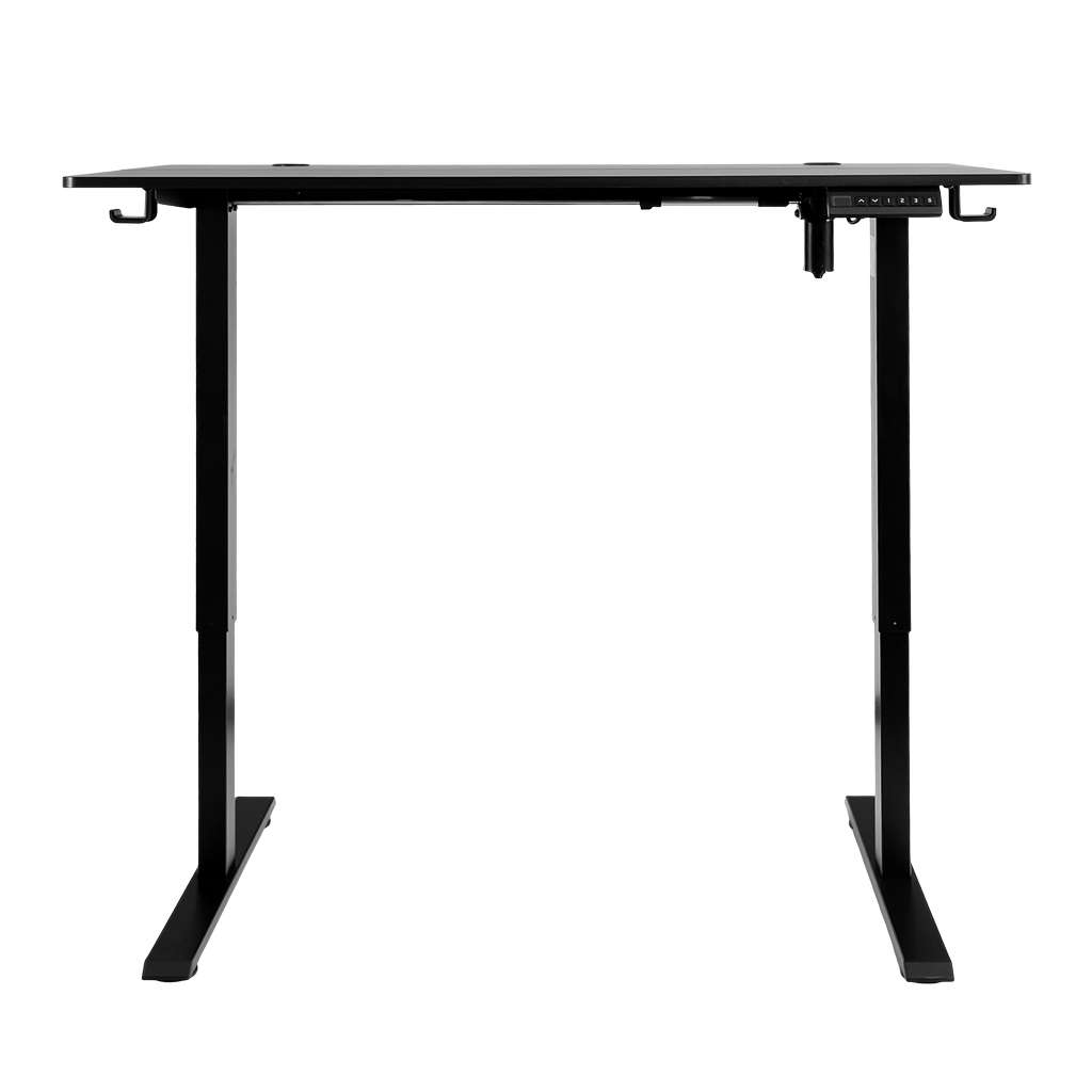 biurko regulowane elektrycznie, biurko z regulacją wysokości, biurko ergonomiczne, biurko czarne, biurko do home office, ciche biurko z silnikiem