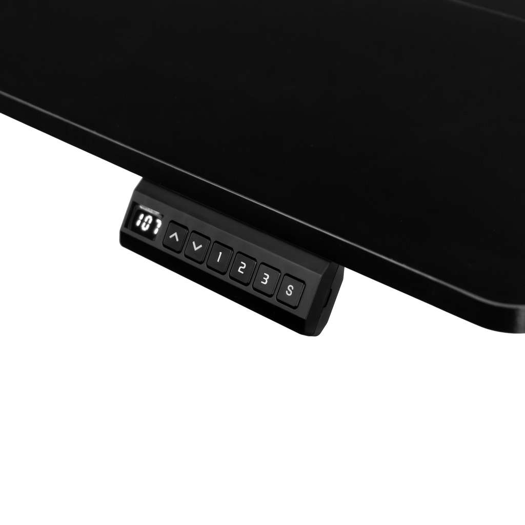 biurko regulowane elektrycznie, biurko z regulacją wysokości, biurko ergonomiczne, biurko czarne, biurko do home office, ciche biurko z silnikiem