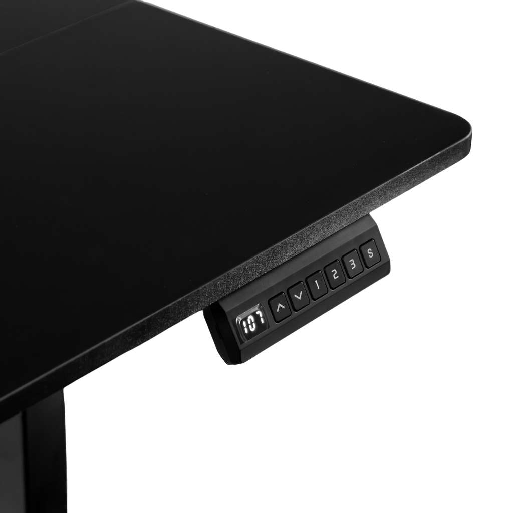 biurko regulowane elektrycznie, biurko z regulacją wysokości, biurko ergonomiczne, biurko czarne, biurko do home office, ciche biurko z silnikiem