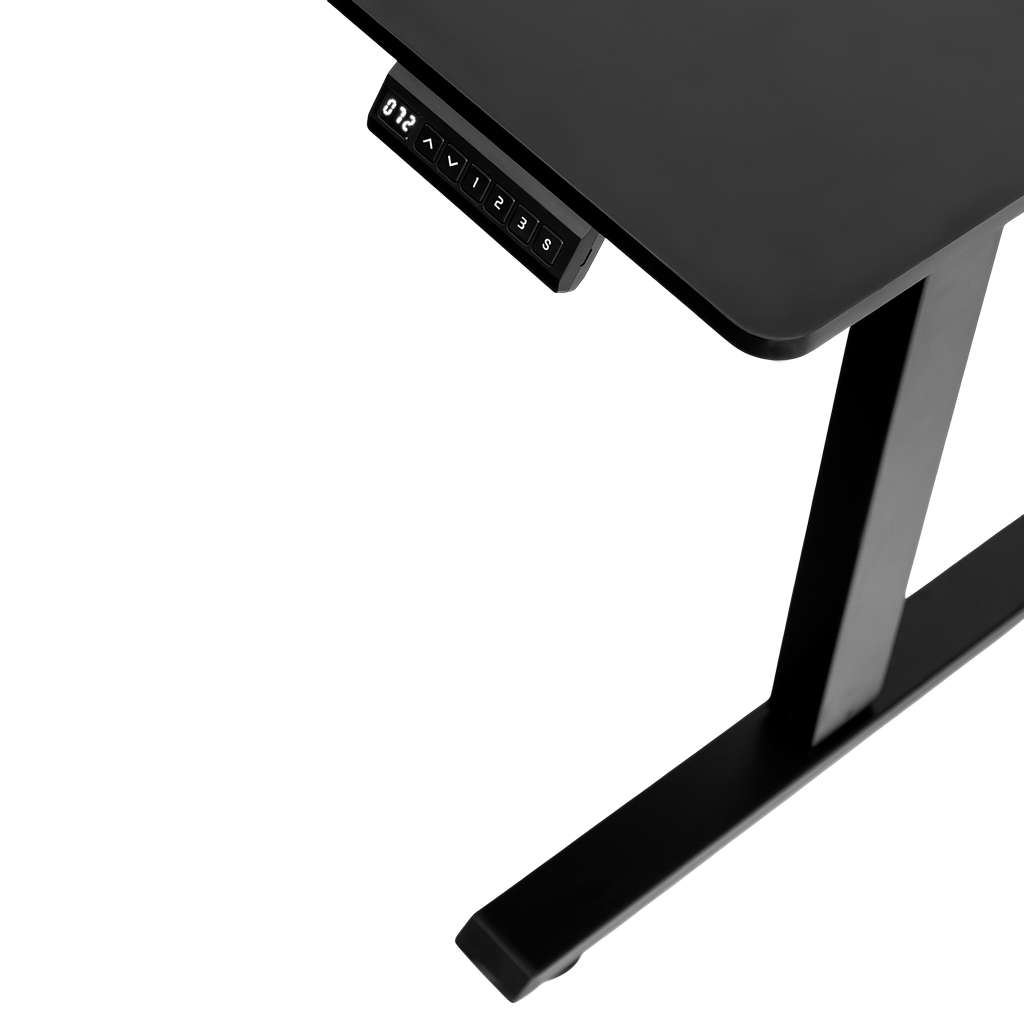 biurko regulowane elektrycznie, biurko z regulacją wysokości, biurko ergonomiczne, biurko czarne, biurko do home office, ciche biurko z silnikiem