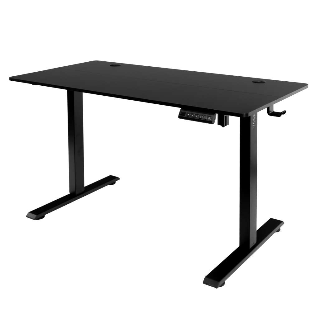 biurko regulowane elektrycznie, biurko z regulacją wysokości, biurko ergonomiczne, biurko czarne, biurko do home office, ciche biurko z silnikiem