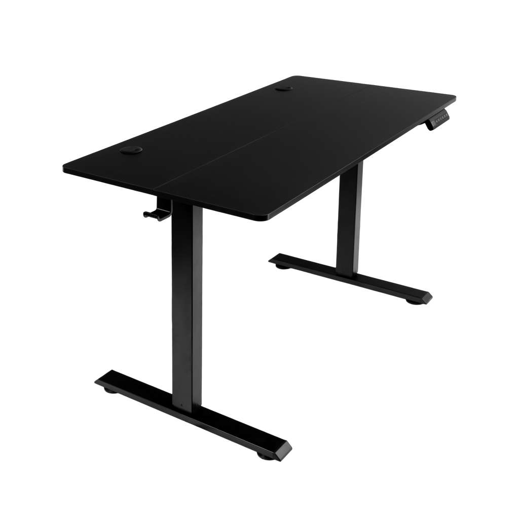 biurko regulowane elektrycznie, biurko z regulacją wysokości, biurko ergonomiczne, biurko czarne, biurko do home office, ciche biurko z silnikiem