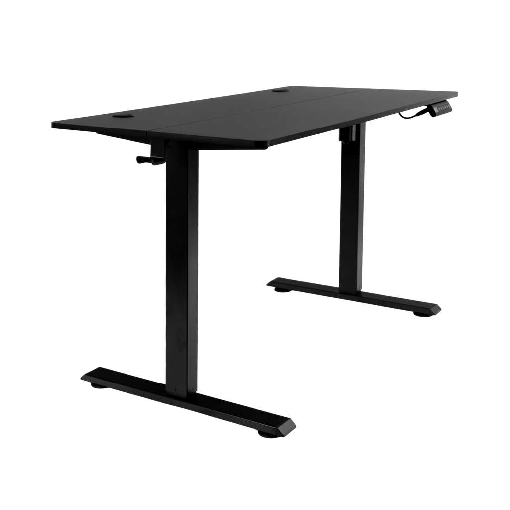 biurko regulowane elektrycznie, biurko z regulacją wysokości, biurko ergonomiczne, biurko czarne, biurko do home office, ciche biurko z silnikiem