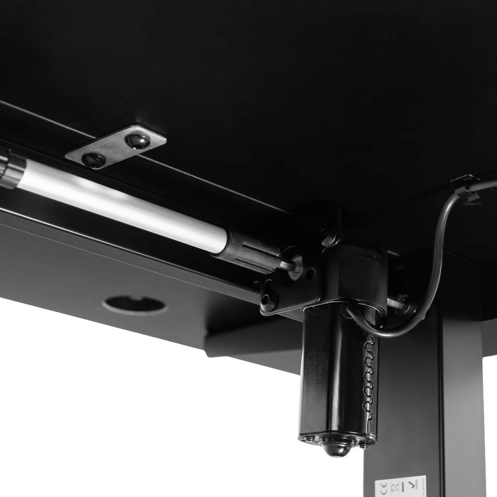 biurko regulowane elektrycznie, biurko z regulacją wysokości, biurko ergonomiczne, biurko czarne, biurko do home office, ciche biurko z silnikiem