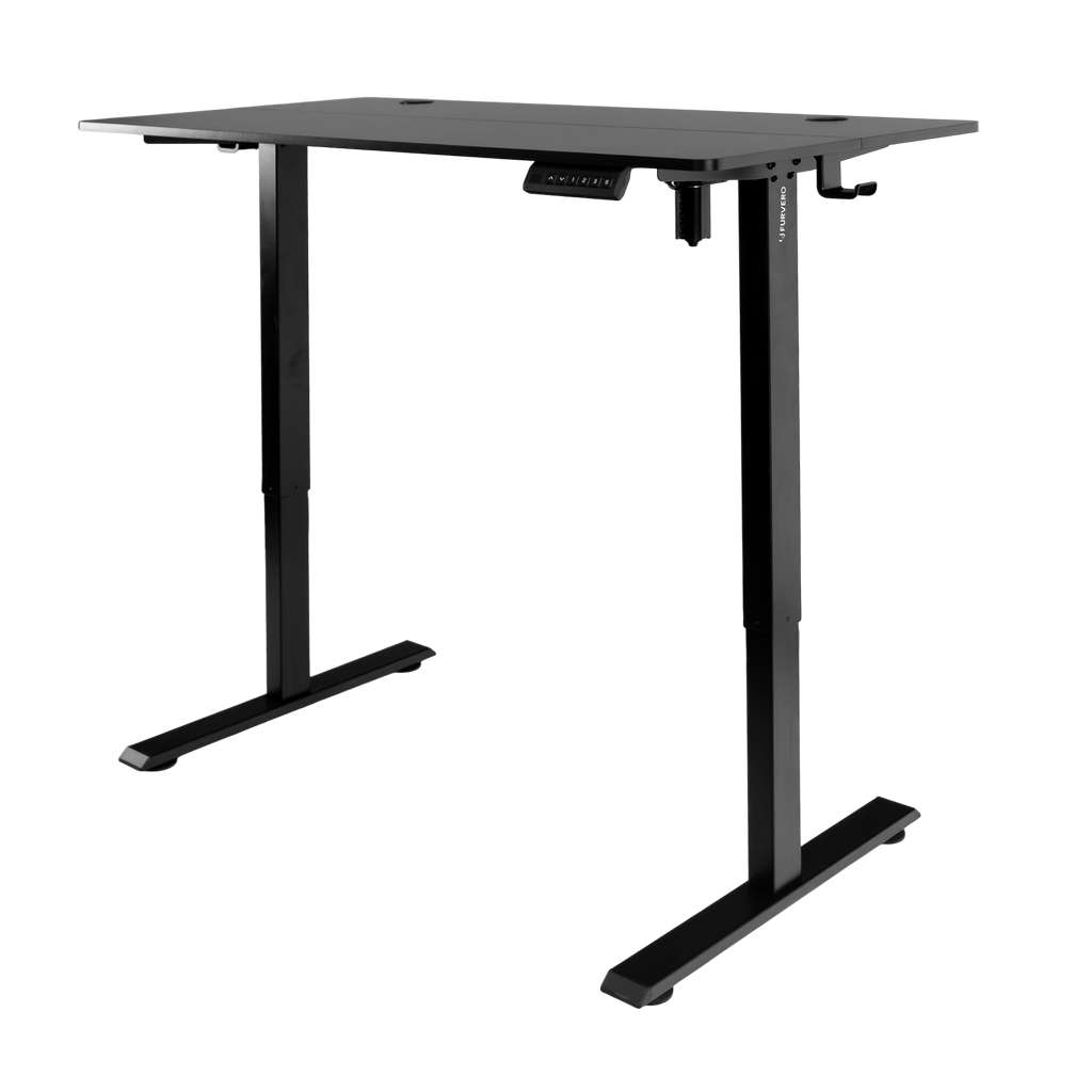 biurko regulowane elektrycznie, biurko z regulacją wysokości, biurko ergonomiczne, biurko czarne, biurko do home office, ciche biurko z silnikiem