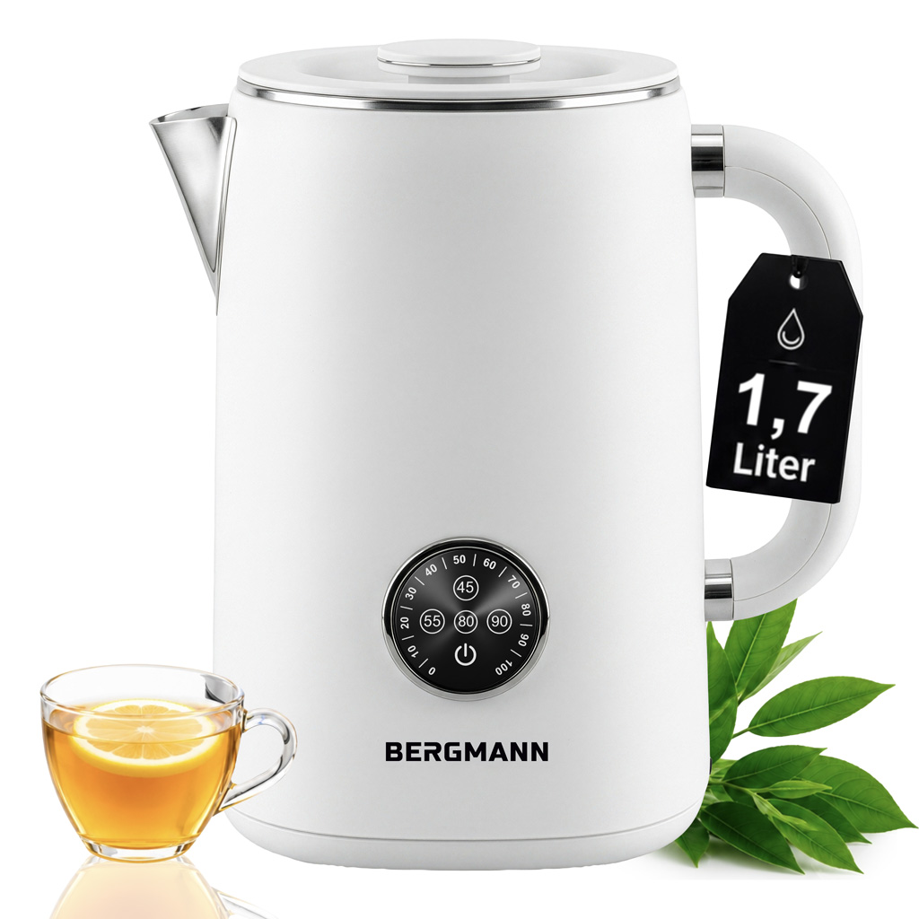 Czajnik elektryczny BERGMANN ZHL003 1,7L 1800W z regulacją temperatury 45-100°C biały