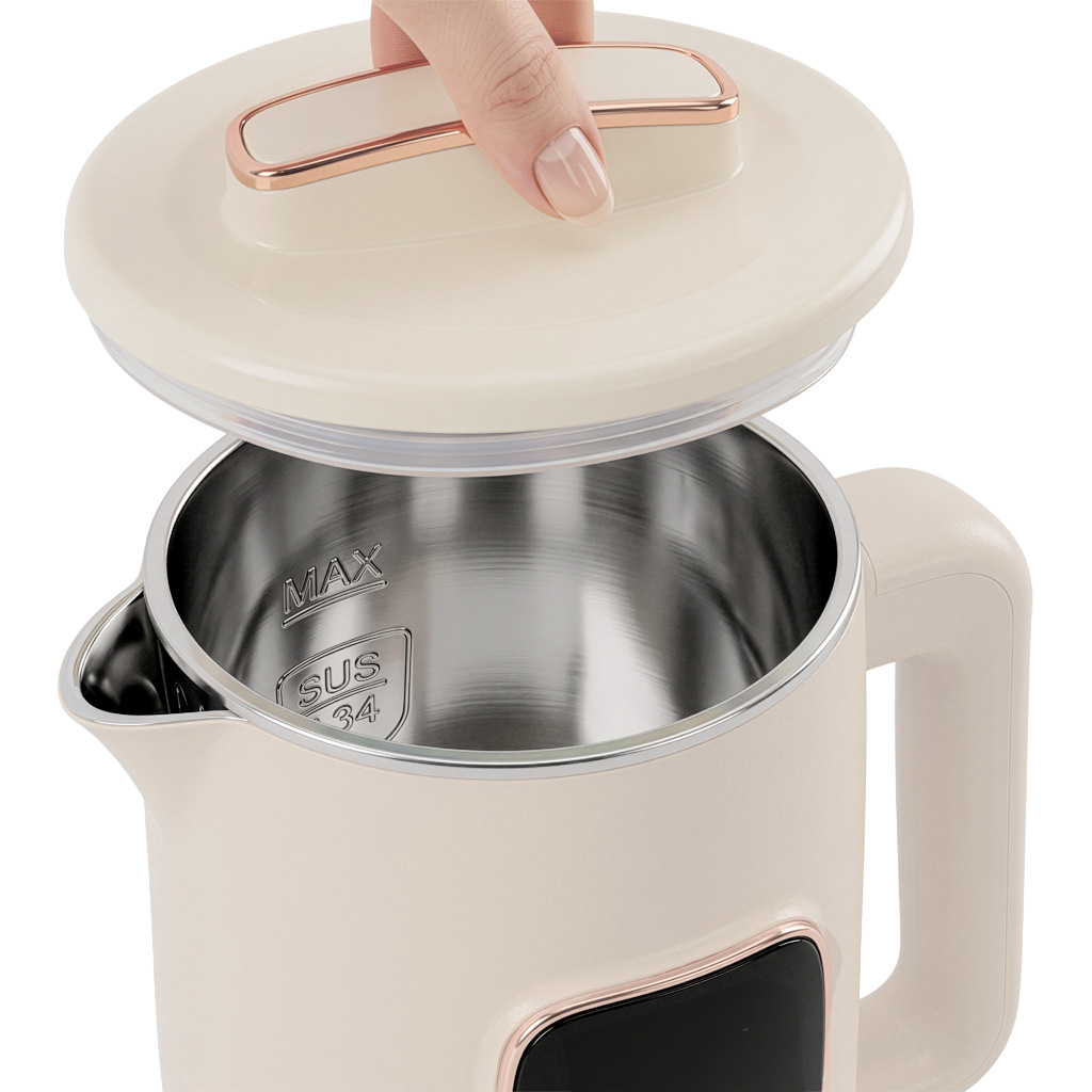 Czajnik elektryczny beżowy BERGMANN ZHL002 1,5L 1800W dotykowy z regulacją temperatury 45-100°C