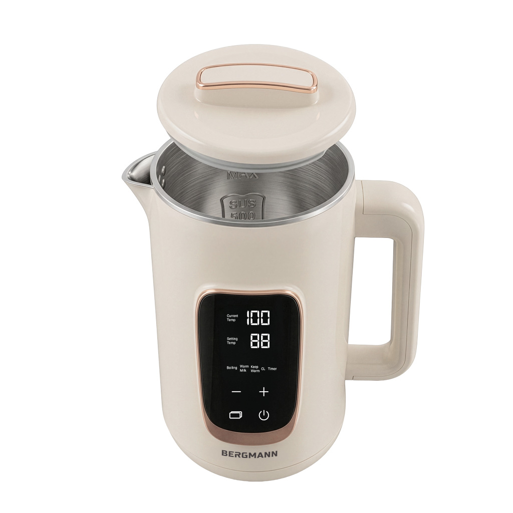 Czajnik elektryczny beżowy BERGMANN ZHL002 1,5L 1800W dotykowy z regulacją temperatury 45-100°C