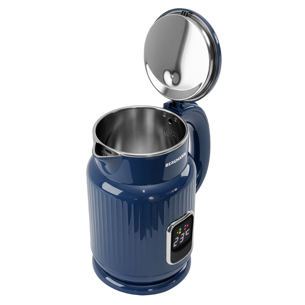Czajnik elektryczny granatowy BERGMANN ZHL006 1,5L 1800W ryflowany z wyświetlaczem