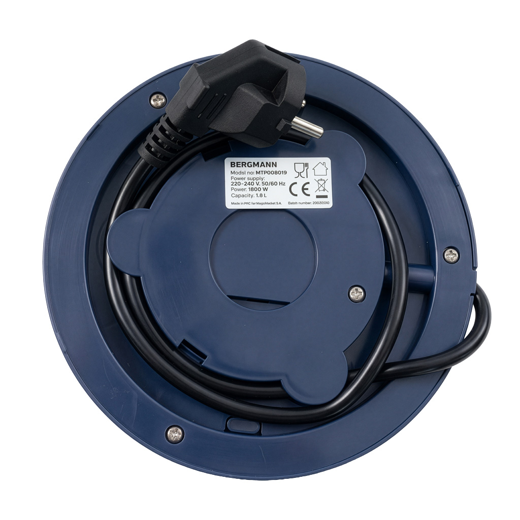 Czajnik elektryczny granatowy BERGMANN ZHL006 1,5L 1800W ryflowany z wyświetlaczem