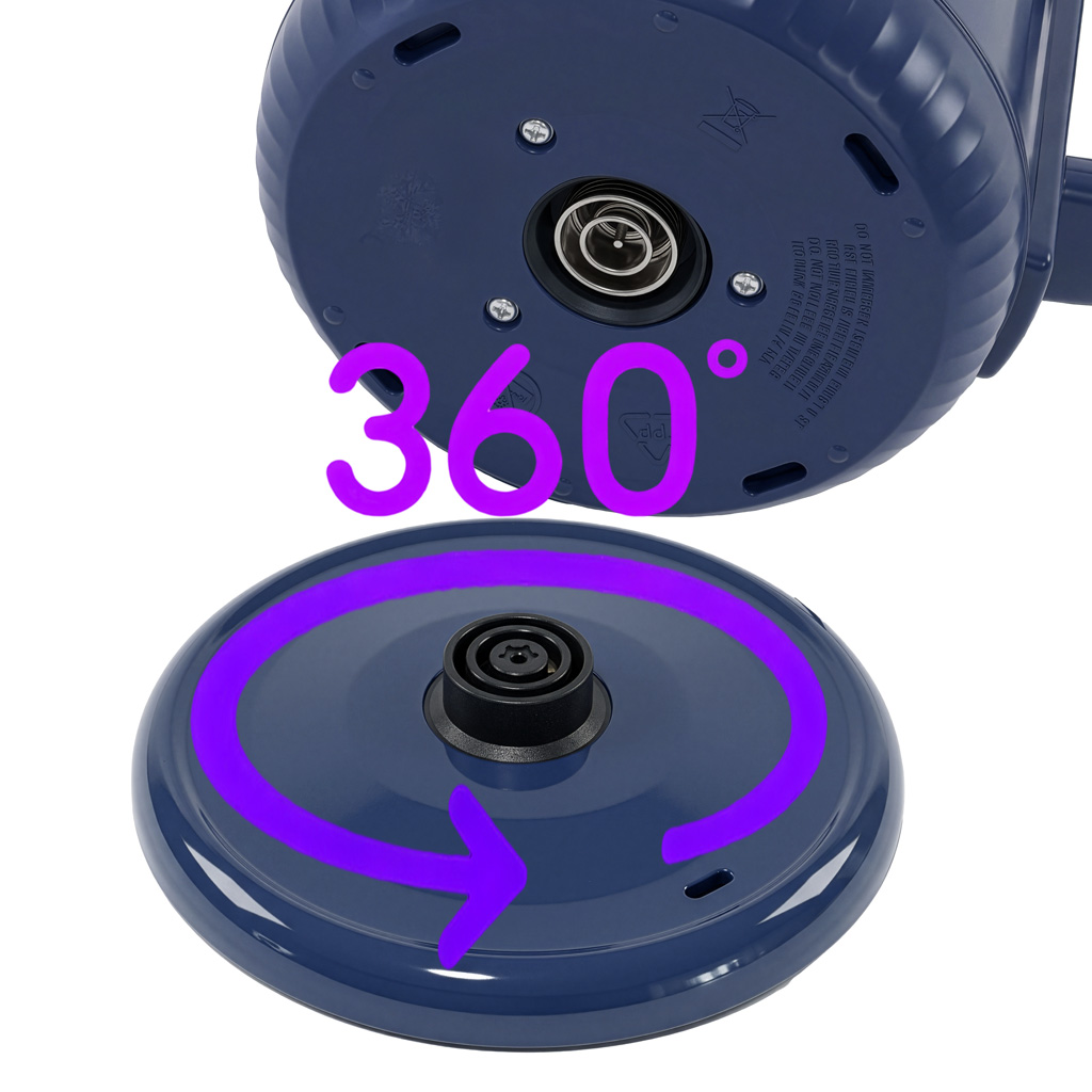 Czajnik elektryczny granatowy BERGMANN ZHL006 1,5L 1800W ryflowany z wyświetlaczem
