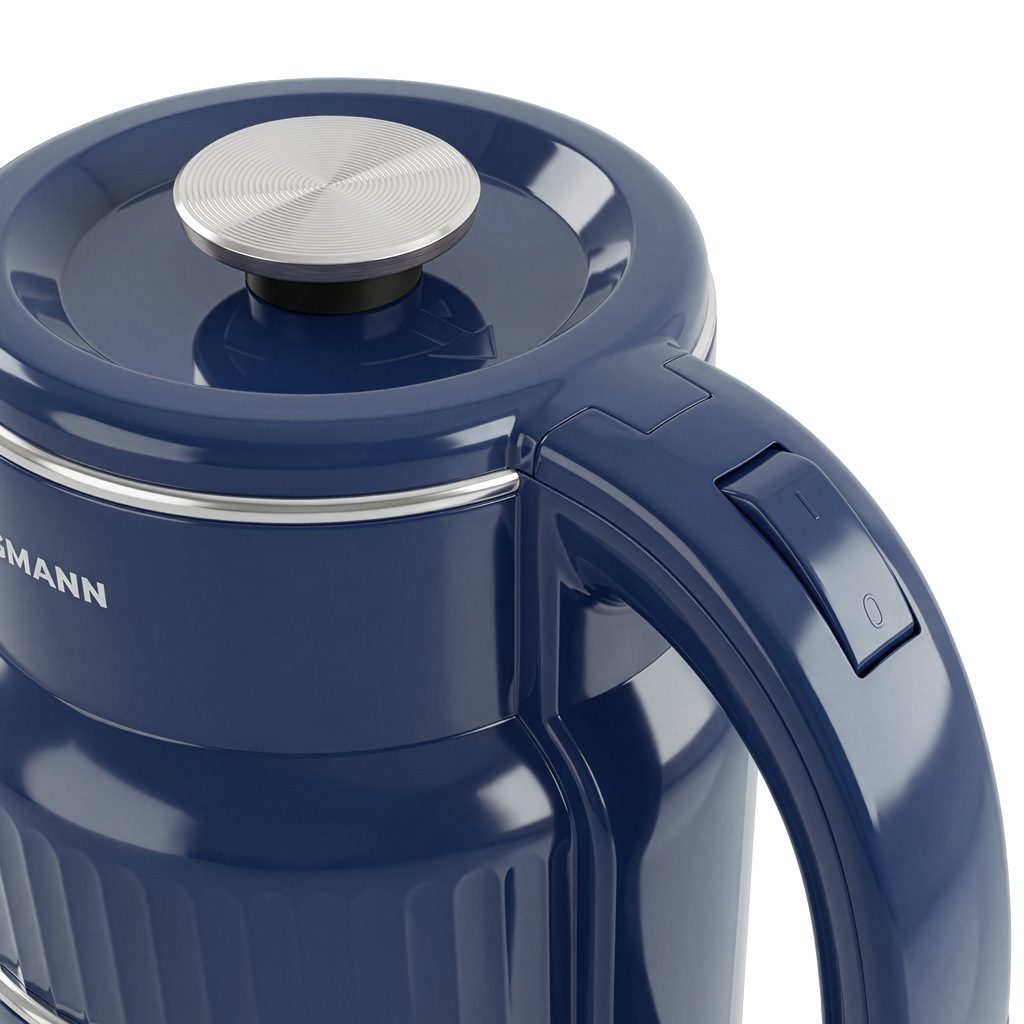 Czajnik elektryczny granatowy BERGMANN ZHL006 1,5L 1800W ryflowany z wyświetlaczem