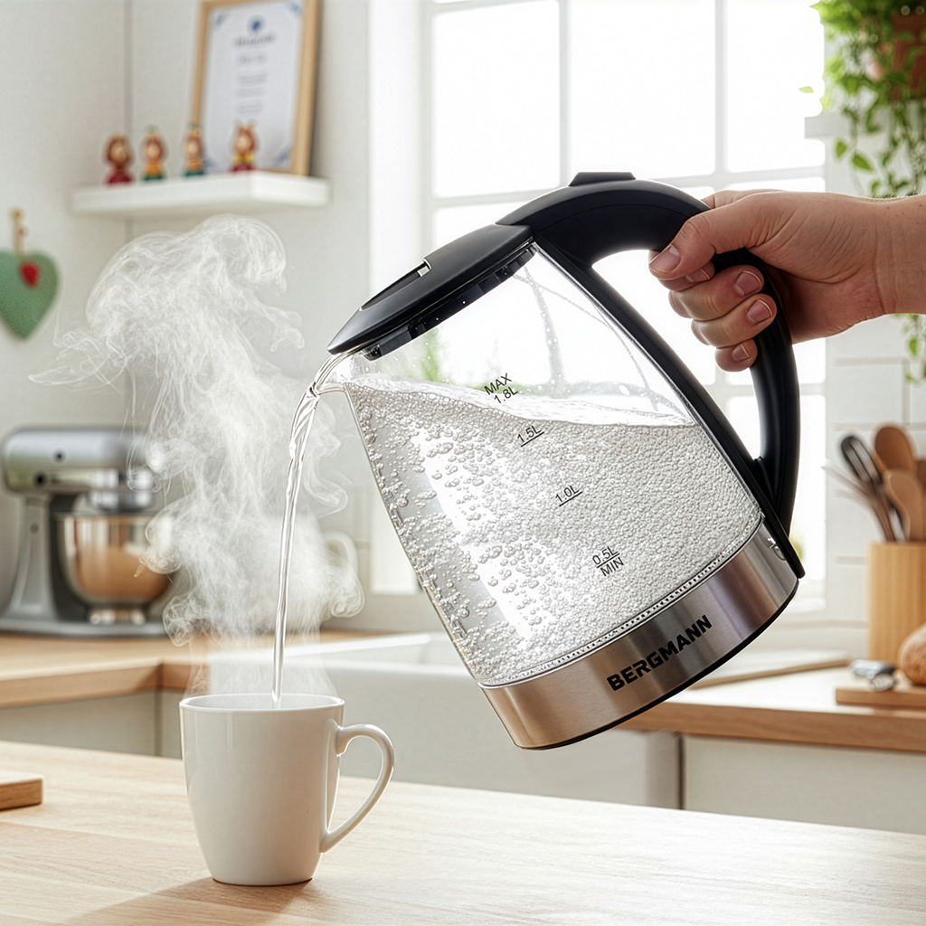 Czajnik elektryczny Bergmann na podstawie inox