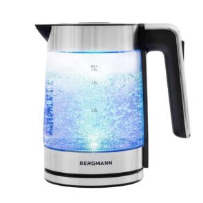 Zdjęcie produktu: Czajnik elektryczny szklany BERGMANN ZH004 1,8L 2200W podstawa inox kształt cylindryczny
