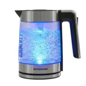 Zdjęcie produktu: Czajnik elektryczny szklany BERGMANN ZH004 1,8L 2200W podstawa inox kształt cylindryczny