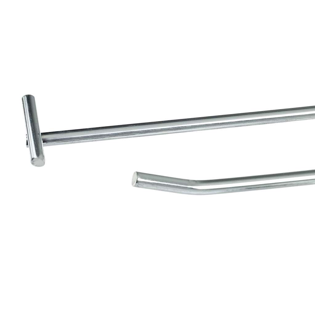 Pojedyncza zawieszka haczyk na tył EURO perforowany L-40 cm z wysięgnikiem na cenówkę clips ocynk