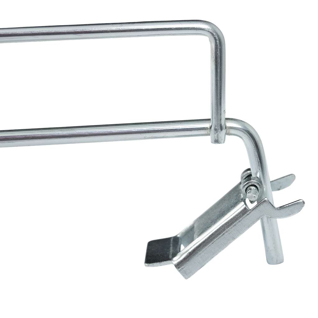 Pojedyncza zawieszka haczyk na tył EURO perforowany L-40 cm z wysięgnikiem na cenówkę clips ocynk