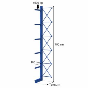 Zdjęcie produktu: Regał wspornikowy jednostronny STOW 0+5 H-750 cm nośność na ramię 1500 kg wspornik L-160 cm 1 moduł (IPE 300)
