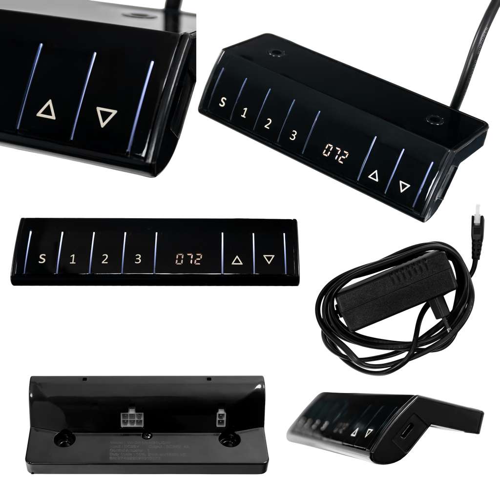 stelaż biurka regulowany elektrycznie, stelaż czarny, stelaż z regulacją wysokości, stelaż 1-silnikowy, stelaż do biurka 110-140 cm, regulowany stelaż do biurka, elektryczny stelaż biurkowy, stelaż z portami USB, ergonomiczny stelaż do biurka