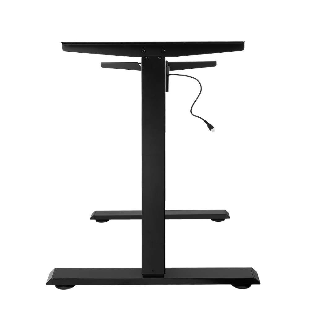 stelaż biurka regulowany elektrycznie, stelaż czarny, stelaż z regulacją wysokości, stelaż 1-silnikowy, stelaż do biurka 110-140 cm, regulowany stelaż do biurka, elektryczny stelaż biurkowy, stelaż z portami USB, ergonomiczny stelaż do biurka