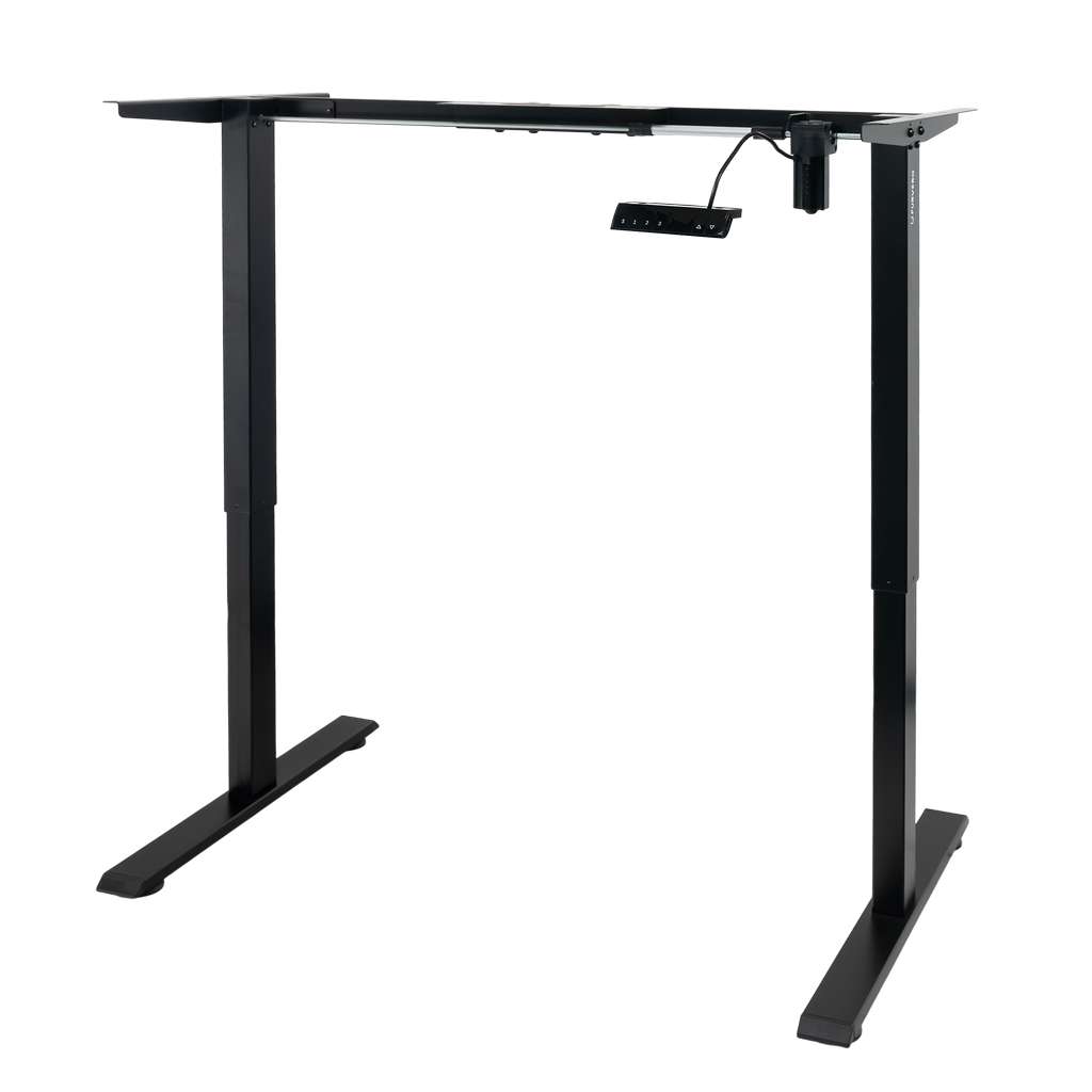 stelaż biurka regulowany elektrycznie, stelaż czarny, stelaż z regulacją wysokości, stelaż 1-silnikowy, stelaż do biurka 110-140 cm, regulowany stelaż do biurka, elektryczny stelaż biurkowy, stelaż z portami USB, ergonomiczny stelaż do biurka