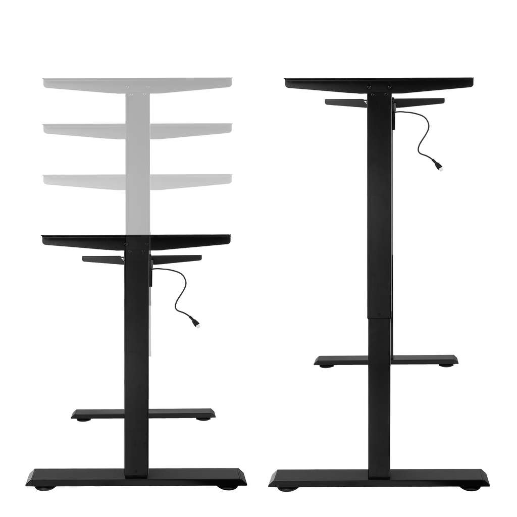 stelaż biurka regulowany elektrycznie, stelaż czarny, stelaż z regulacją wysokości, stelaż 1-silnikowy, stelaż do biurka 110-140 cm, regulowany stelaż do biurka, elektryczny stelaż biurkowy, stelaż z portami USB, ergonomiczny stelaż do biurka