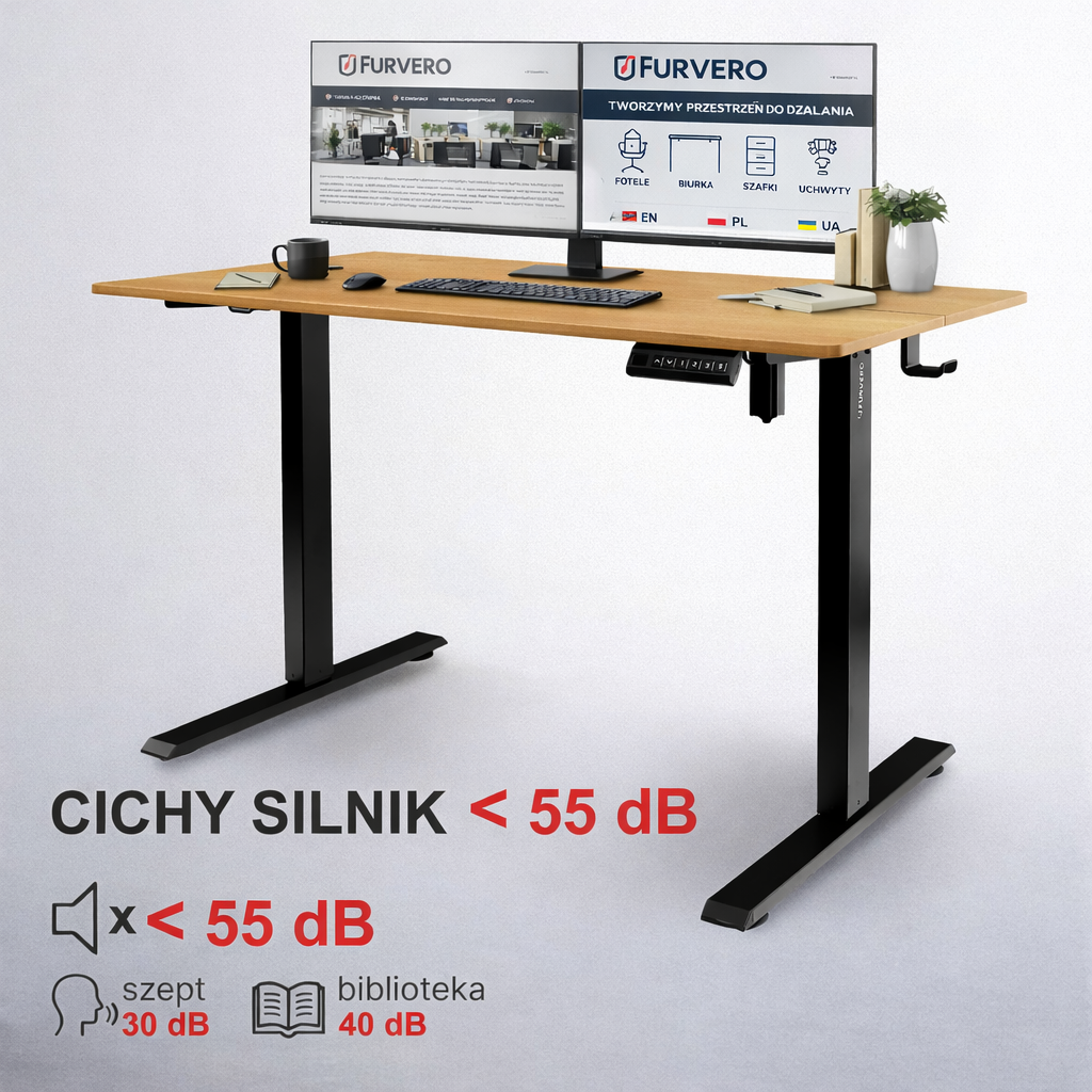 stelaż biurka regulowany elektrycznie, stelaż czarny, stelaż z regulacją wysokości, stelaż 1-silnikowy, stelaż do biurka 110-140 cm, regulowany stelaż do biurka, elektryczny stelaż biurkowy, stelaż z portami USB, ergonomiczny stelaż do biurka