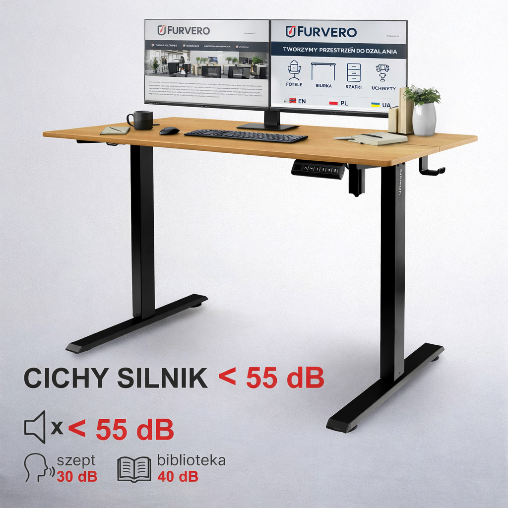 telaż biurka regulowany elektrycznie, stelaż czarny, stelaż z regulacją wysokości, stelaż 1-silnikowy, stelaż do biurka 110-140 cm, regulowany stelaż do biurka, elektryczny stelaż biurkowy, stelaż z portami USB, ergonomiczny stelaż do biurka