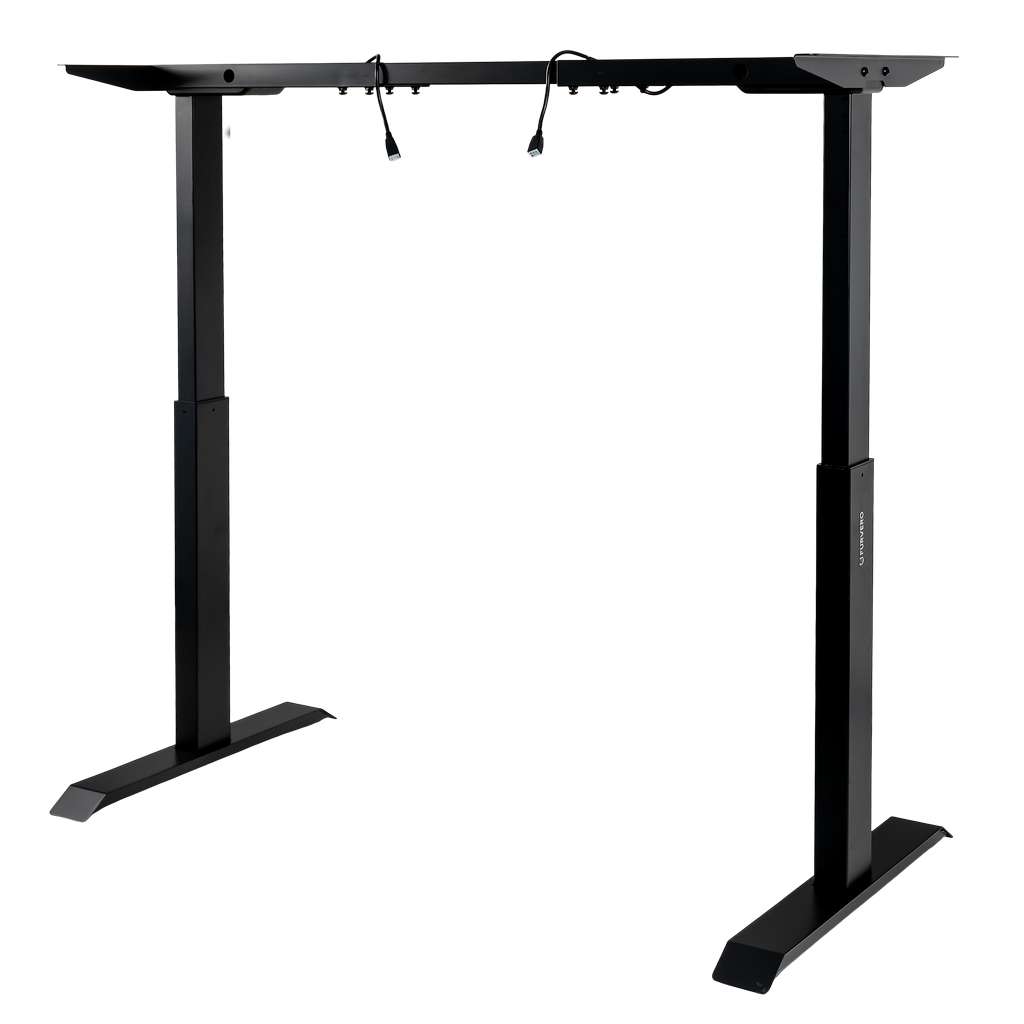 stelaż biurka regulowany elektrycznie, stelaż czarny, stelaż z regulacją wysokości, stelaż 1-silnikowy, stelaż do biurka 110-140 cm, regulowany stelaż do biurka, elektryczny stelaż biurkowy, stelaż z portami USB, ergonomiczny stelaż do biurka