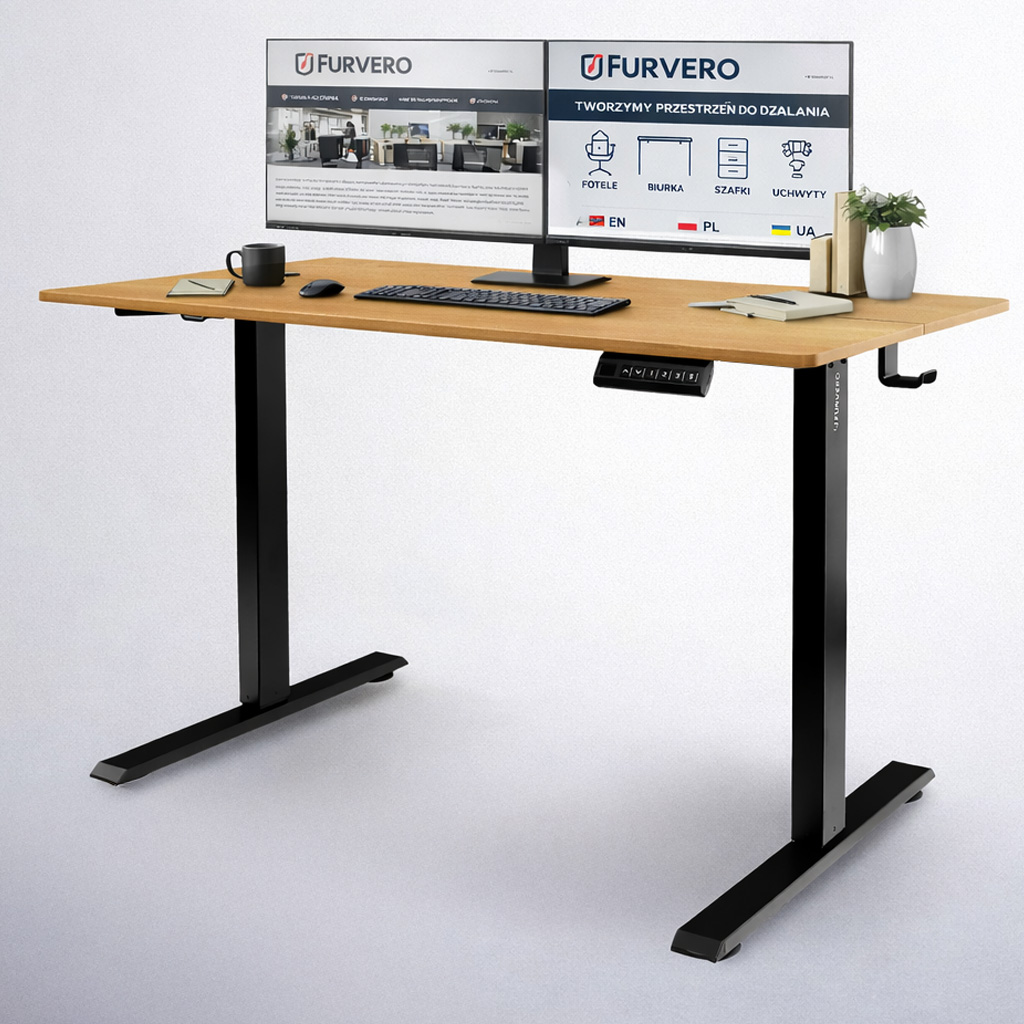 telaż biurka regulowany elektrycznie, stelaż czarny, stelaż z regulacją wysokości, stelaż 1-silnikowy, stelaż do biurka 110-140 cm, regulowany stelaż do biurka, elektryczny stelaż biurkowy, stelaż z portami USB, ergonomiczny stelaż do biurka