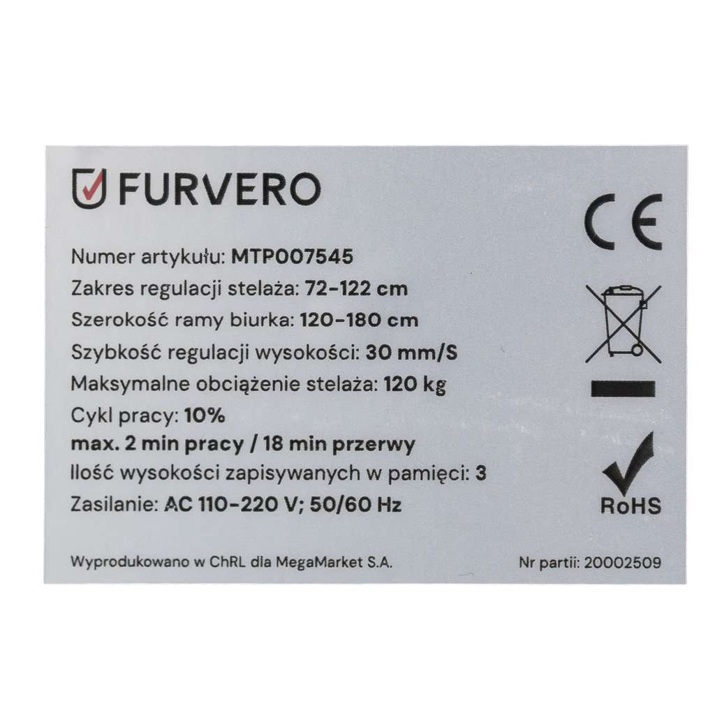 stelaż biurka regulowany elektrycznie, stelaż czarny, stelaż z regulacją wysokości, stelaż 1-silnikowy, stelaż do biurka 110-140 cm, regulowany stelaż do biurka, elektryczny stelaż biurkowy, stelaż z portami USB, ergonomiczny stelaż do biurka